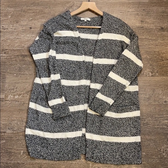 Madewell Sweaters - Madewell gray and white striped Cardigan